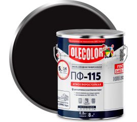 Эмаль OLECOLOR ПФ-115 черный, 5 кг 4300002458 