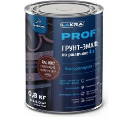 Грунт-эмаль по ржавчине 4 в 1 ЛАКРА prof it, быстросохнущая, шоколадно-коричневый, ral 8017, 0.8 кг ЛА-00001598 