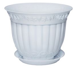 Кашпо Эльфпласт Флора с поддоном 34 см, 14.25 л, белое 032802 