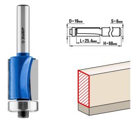 Кромочная фреза с нижним подшипником ЗУБР Профессионал 19x25.4 мм 28727-19-25.4 