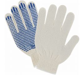 Хлопчатобумажные перчатки с ПВХ LAIMA Эконом, 10 класс, 26-28 г, 83 текс, белые, 100 пар 608680 