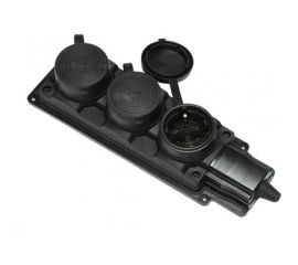 Розетка MasterProf колодка на 3 гнезда с заземляющим контактом, каучук, 16a, ip44, 250v ЭТ.130010 