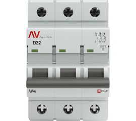 Автоматический выключатель EKF AV-6 3P 32A D 6kA AVERES SQmcb6-3-32D-av 
