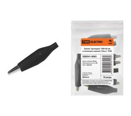 Зажим крокодил TDM ЗКИ 3А 40мм в изоляции черный 10шт SQ0541-0002 