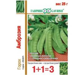Семена ГАВРИШ Горох Амброзия, сахарный, серия 1+1, большой пакет 25 г 19102040 