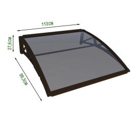 Защитный козырек (навес) ВПМ усиленный профиль, одинарный, коричневый, поликарбонат сотовый темный, 6 мм 6191298 