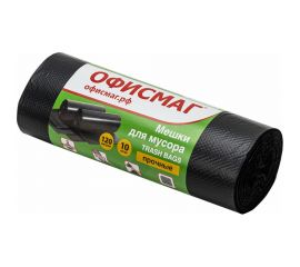 Мешки в рулоне для мусора прочные 120 л, черные, 10 шт, ПНД, 25 мкм, 70x110 см ОФИСМАГ 601389 