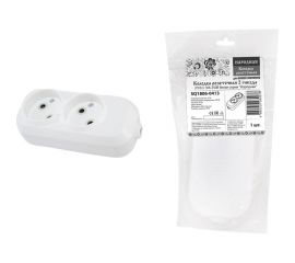 Розеточная колодка TDM 2 гнезда 2П б/з 10А 250В белая серии Народная SQ1806-0413 