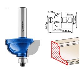 Кромочная калевочная фреза ЗУБР Профессионал №5, 34.9x17 мм, радиус 9.5 мм 28709-34.9 