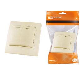 Двухклавишный выключатель TDM с подсветкой, слоновая кость Таймыр SQ1814-0105 