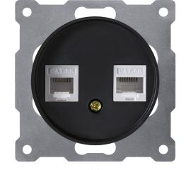 Розетка компьютерная RJ-45 OneKeyElectro, двойная, цвет чёрный 1E20901303 2172818 
