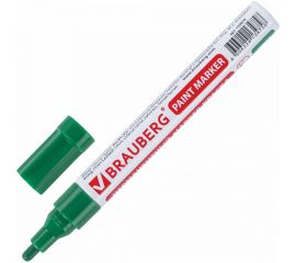 Лаковый маркер-краска 2-4 мм, зеленый, нитро-основа, алюминиевый корпус BRAUBERG 150879 