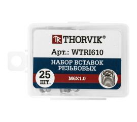 Набор вставок резьбовых Thorvik WTRI610 M6x1.0, 25 предметов 53187 