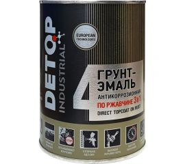 Грунт-эмаль DETOP по ржавчине 3 в 1, хаки, жестяная банка 750 мл DTI-P07786 