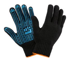 Трикотажные перчатки с ПВХ Фабрика перчаток Люкс 7.5 класс, 5 нитей, черные 5-75-ЛЮ-ЧЕР-(XL) 