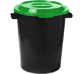 Бак для отходов ООО Комус М 2393 60 л, пластик, черный с зеленой крышкой 1561080 