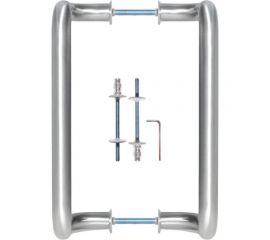 Дверная ручка скоба Doorlock изогнутая DL PHS03/25/350 SS материал нержавеющая сталь, двухсторонний комплект, диаметр 25 мм, межосевое расстояние 350 мм 73650 