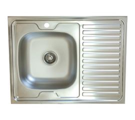 Мойка из нержавеющей стали Лидер 80х60 см, толщина 0.4 мм, левая 