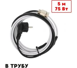 Греющий кабель в трубу ТеплоСофт саморегулирующийся 5м 50Вт SRF10/5м/в трубу 