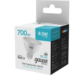 Лампа Gauss basic mr16 8,5w 700lm 4000k gu5.3 led 30135272 