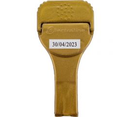 Плоская угловая вилка с заземлением Electraline 16А золотая 55044 