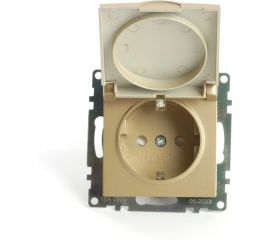 Механизм 1-местной розетки STEKKER с крышкой, с защитными шторками, с заземлением, 250в, 16а, серия катрин, золото, gls16-7112-08, 49222 