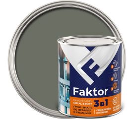 Грунт-эмаль ЯРОСЛАВСКИЕ КРАСКИ FAKTOR на ржавчину 3 в 1, серая, банка 0.8 кг 215150 