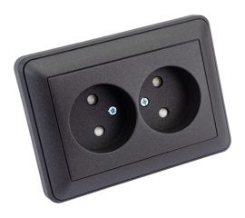 Двухместная розетка Schneider Electric WESSEN 59 Черный бархат б/з в сборе с рамкой RS16-254-68 