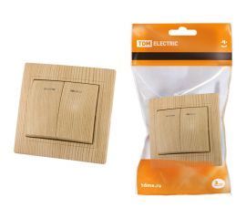 2-клавишный выключатель с подсветкой TDM 10А ЭКО сосна Таймыр SQ1814-0205 