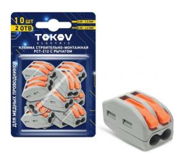 Строительно-монтажная клемма TOKOV ELECTRIC pct-212 с рычагом 2 отверстия (блист.10шт) TKE-PCT-212/BL10 