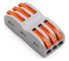 Клемма двухсторонняя зажимная для соединения кабелей 3 контакта, серая, 5 штук Pro Legend PL3821 