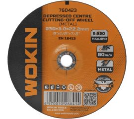 Диск отрезной по металлу 230x3x22.2 мм, 6650 об/мин, тип 42 Wokin 1352985 