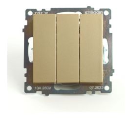 Механизм 3-клавишного выключателя STEKKER 250в, 10а, серия катрин, золото, gls10-7108-08, 49219 