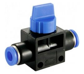 Прямой фитинг цанговый с краном 6 мм - 6 мм Pegas pneumatic 6001 