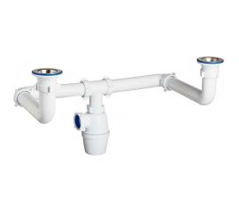 Двойной бутылочный сифон ORIO одноуровневый 1 1/2x40, со смещенными сливами К-4309 