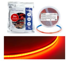 Светодиодная LED лента FERON LS530 COB 320SMD(2110) 8Вт/м 24V 5000x8x1,8мм IP20, красный 48266 