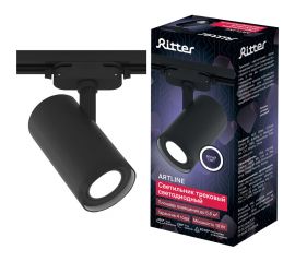 Трековый светодиодный поворотный светильник RITTER Artline с регулировкой фокуса цилиндр 60x150mm 10Вт 850Лм 4000К 230В алюминий черный 59740 1 