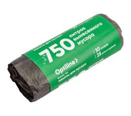 Пакеты для мусора, ПНД, 50x60 см, 8 мкм, 30 л, 25 шт. в рулоне Optiline 23-1813 