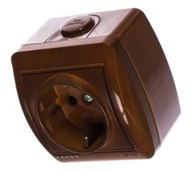 Розетка Lezard NATA с заземлением, керамика, сосна 710-0800-122 