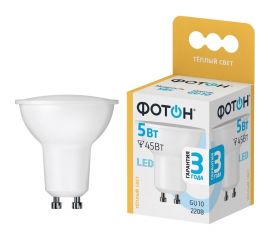 Светодиодная лампа ФОТОН LED MR16 5W GU10 3000K 23988 