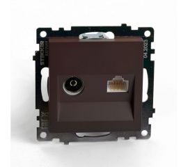 Розетка телевизионная + компьютерная RJ-45 STEKKER (механизм), gls00-7106-04, 75 ом, 5-862мгц, серия катрин, шоколад, 49185 