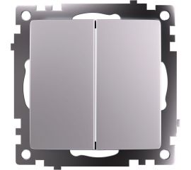 2-клавишный переключатель (механизм) STEKKER gls10-7107-03, 250v, 10а, серия катрин, серебро, 49168 