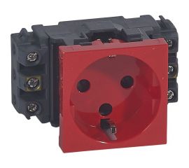Розетка Legrand Mosaic 2М 2P+Т нем.стд. с МЕХ. блок.красн 77621 077621 