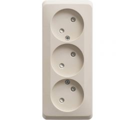 Тройная розетка Schneider Electric ЭТЮД, О/У без заземления, со штороками, 16А 250B кремовый PA16-010K 