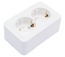 2-ая наружная розетка Schneider Electric Blanca Белый, с заземлением, со шторками, 16А SE BLNRA011221 