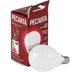 Светодиодная лампа Ресанта LL-R-G45-7W-230-4K-E14 (шар, 7Вт, нейтральный, Е14) 76/1/8 