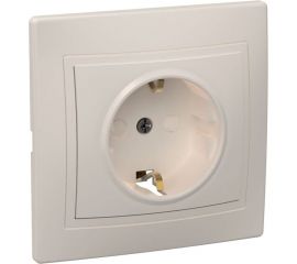 1-местная розетка IEK Рсш10-3-км с заземляющим контактом, с защитными шторками 16а керамика кварта крем. ERK14-K33-16-K 