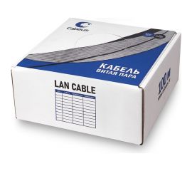 Кабель витая пара UTP (U/UTP) Cabeus категория 6, 4 пары (23 AWG), одножильный, LSZH, нг(А)-HF, серый UTP-4P-Cat.6-SOLID-LSZH-GY-100 