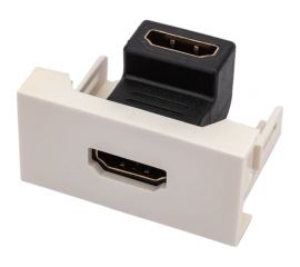 Вставка LANMASTER Mosaic 22.5x45, с угловым адаптером HDMI, мама-мама, белая LAN-WA-LP-HD90CP-WH 