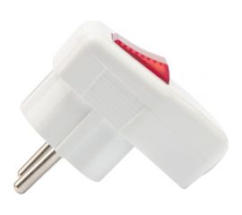 Угловая вилка REXANT Евро с заземлением 16А белая с кнопкой 16-0730 